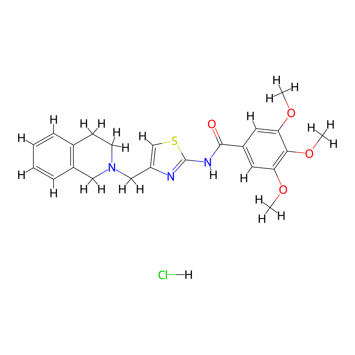 N-(4-((3,4-dihydroisoquinolin-2(1H)-yl)methyl)thiazol-2-yl)-3,4,5-trimethoxybenzamide hydrochloride molecular structure, CAS 1216681-97-8