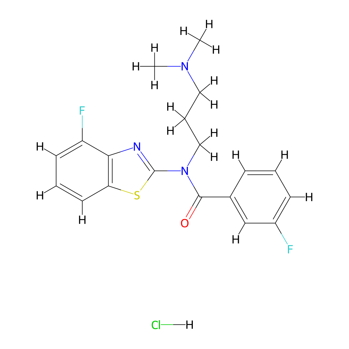 N-(3-(dimethylamino)propyl)-3-fluoro-N-(4-fluorobenzo[d]thiazol-2-yl)benzamide hydrochloride molecular structure, CAS 1216683-07-6