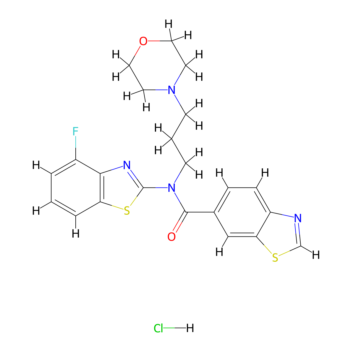 N-(4-fluorobenzo[d]thiazol-2-yl)-N-(3-morpholinopropyl)benzo[d]thiazole-6-carboxamide hydrochloride molecular structure, CAS 1216683-11-2