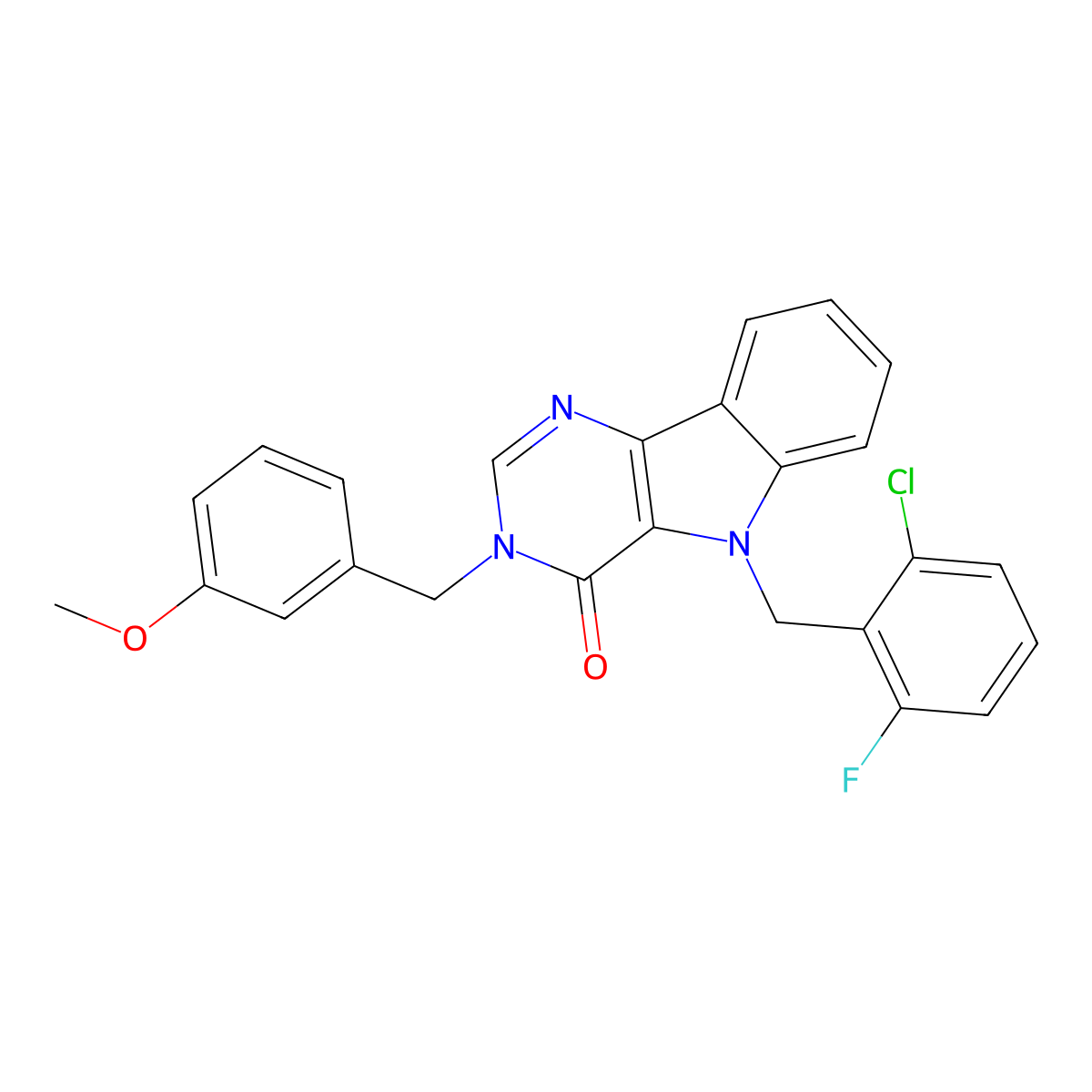 5-(2-chloro-6-fluorobenzyl)-3-(3-methoxybenzyl)-3H-pyrimido[5,4-b]indol-4(5H)-one molecular structure, CAS 1216685-41-4