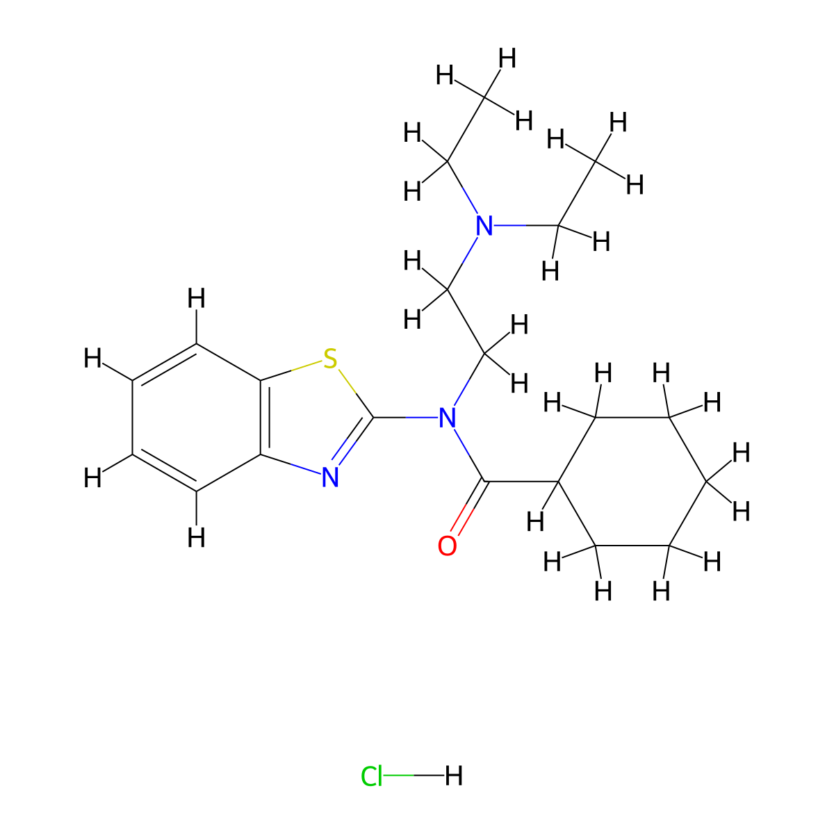 N-(benzo[d]thiazol-2-yl)-N-(2-(diethylamino)ethyl)cyclohexanecarboxamide hydrochloride molecular structure, CAS 1216685-62-9