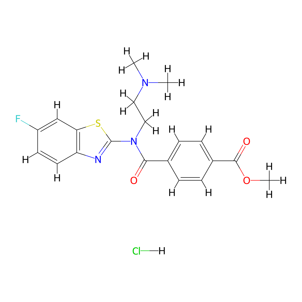 Methyl 4-((2-(dimethylamino)ethyl)(6-fluorobenzo[d]thiazol-2-yl)carbamoyl)benzoate hydrochloride molecular structure, CAS 1216686-52-0