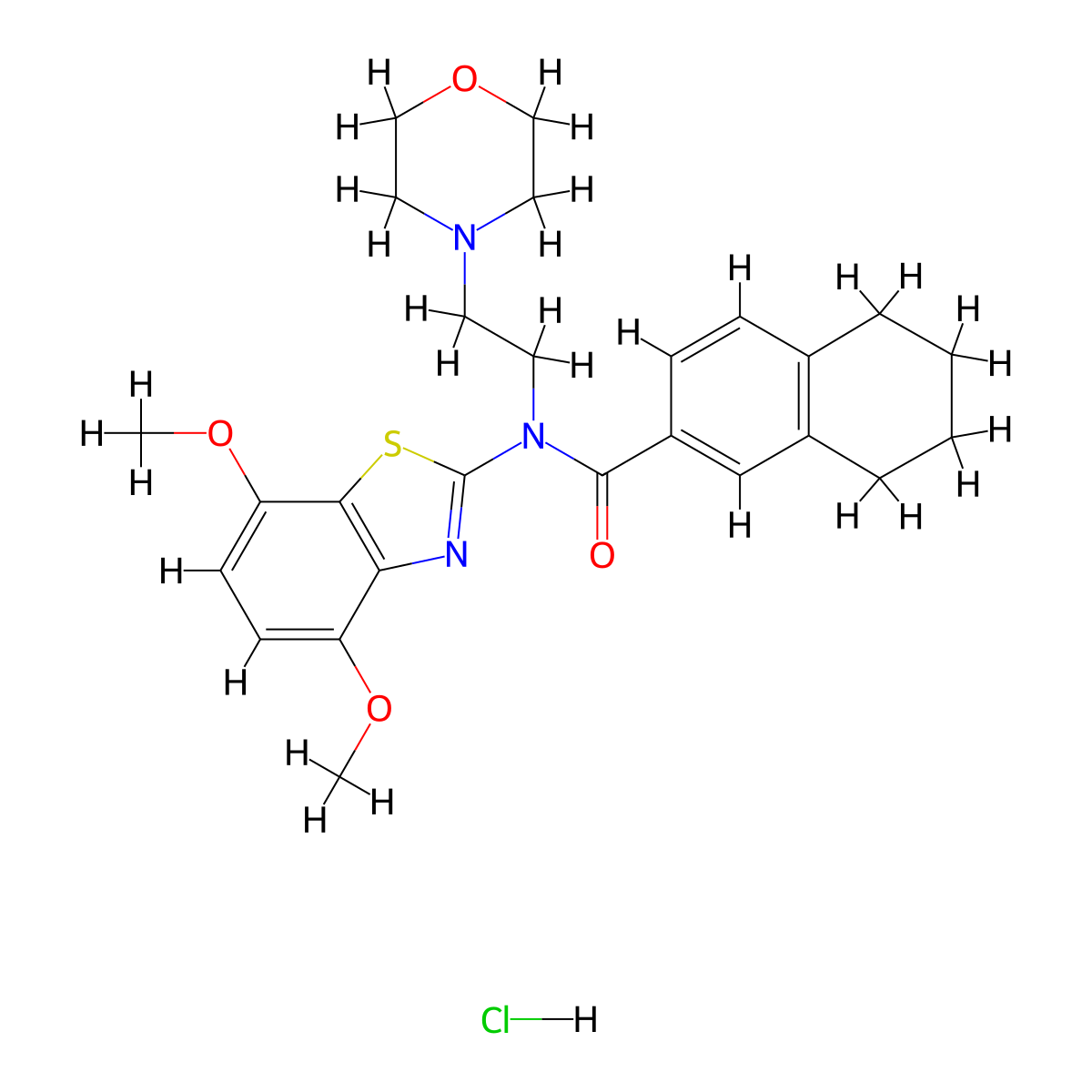 N-(4,7-dimethoxybenzo[d]thiazol-2-yl)-N-(2-morpholinoethyl)-5,6,7,8-tetrahydronaphthalene-2-carboxamide hydrochloride molecular structure, CAS 1216687-56-7