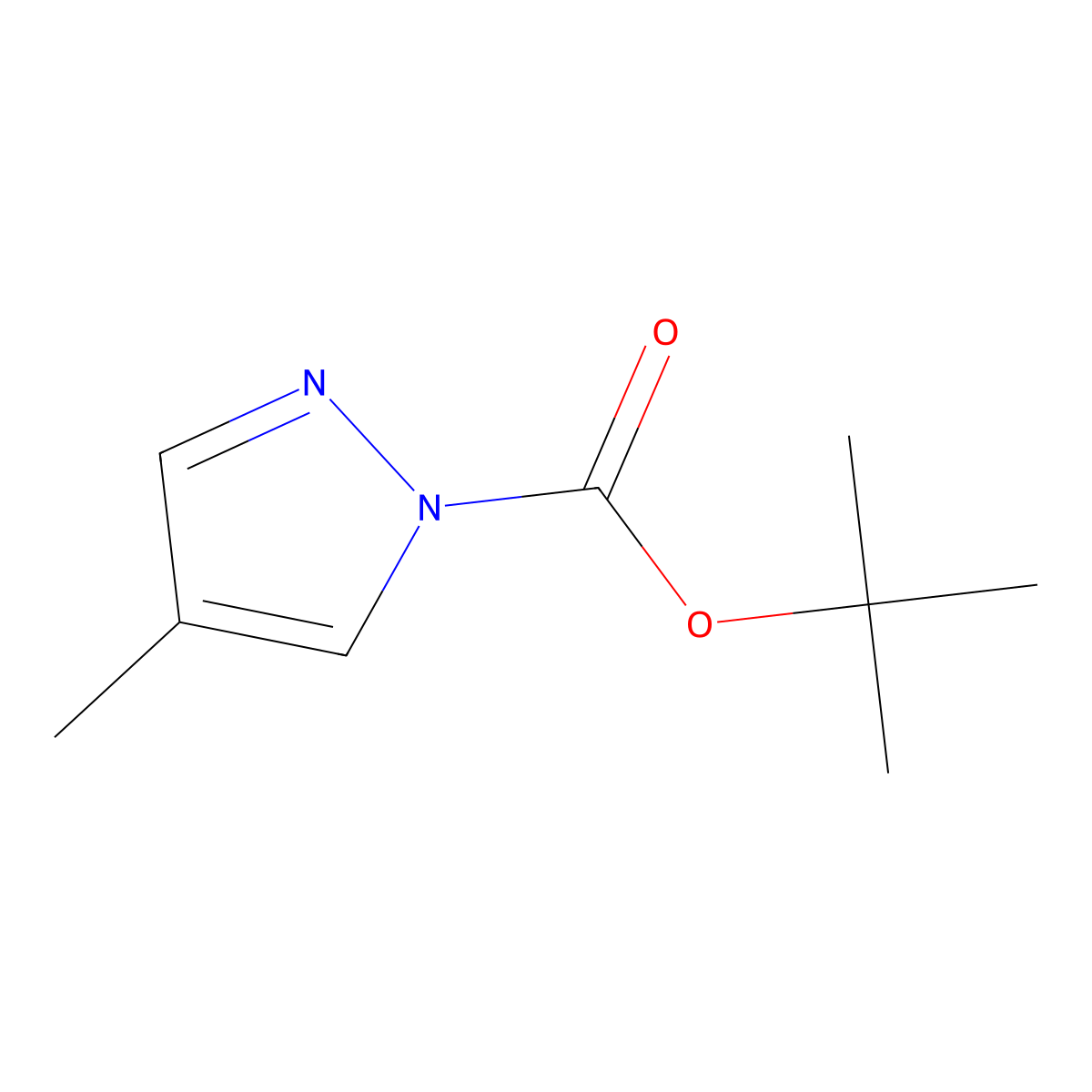 tert-butyl 4-methyl-1H-pyrazole-1-carboxylate molecular structure, CAS 121669-69-0