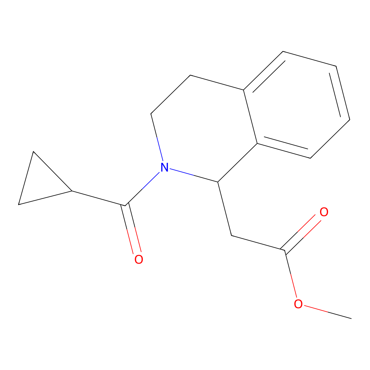 Methyl 2-(2-cyclopropanecarbonyl-1,2,3,4-tetrahydroisoquinolin-1-yl)acetate molecular structure, CAS 1216691-28-9