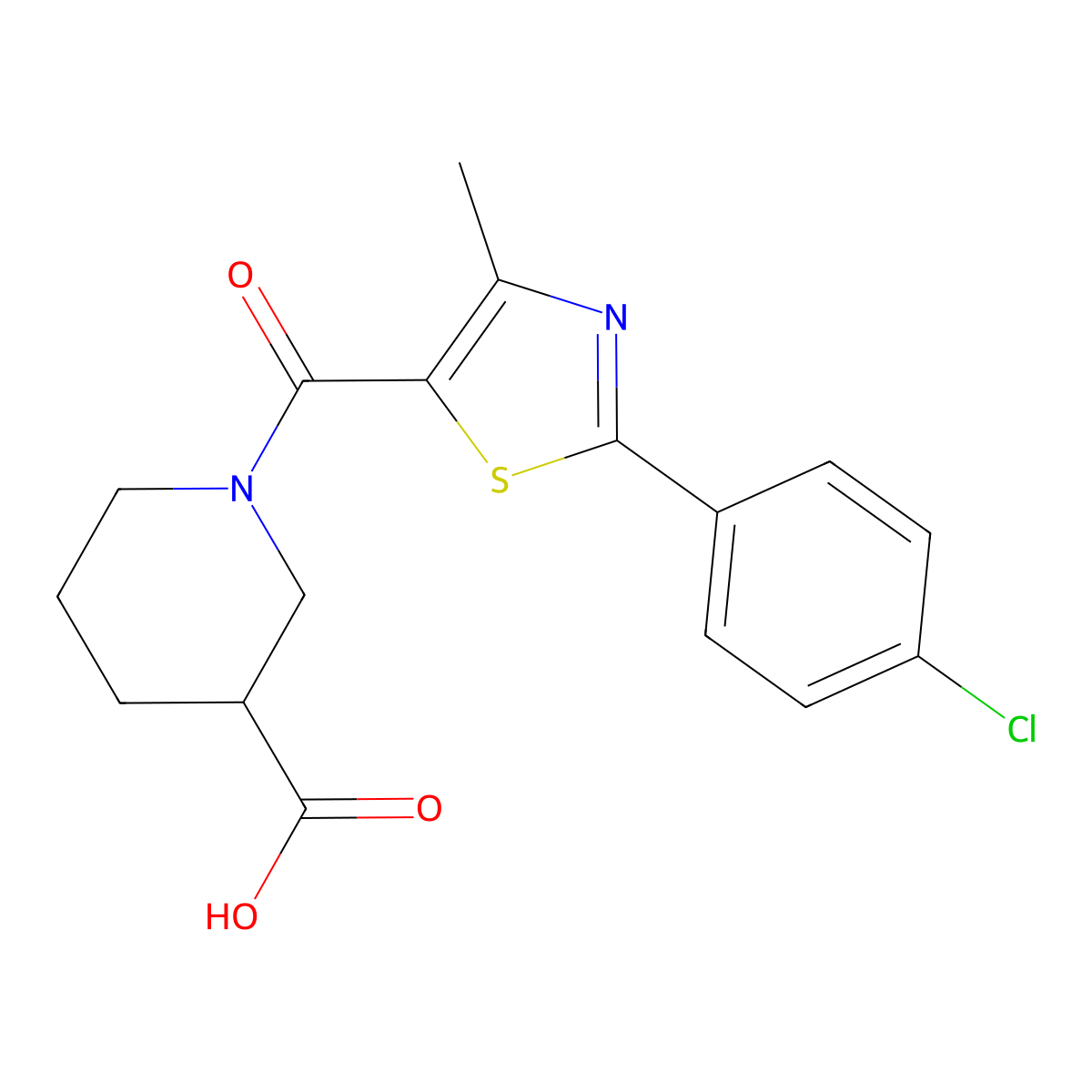 1-{[2-(4-Chlorophenyl)-4-methyl-1,3-thiazol-5-yl]carbonyl}piperidine-3-carboxylic acid molecular structure, CAS 1216692-15-7