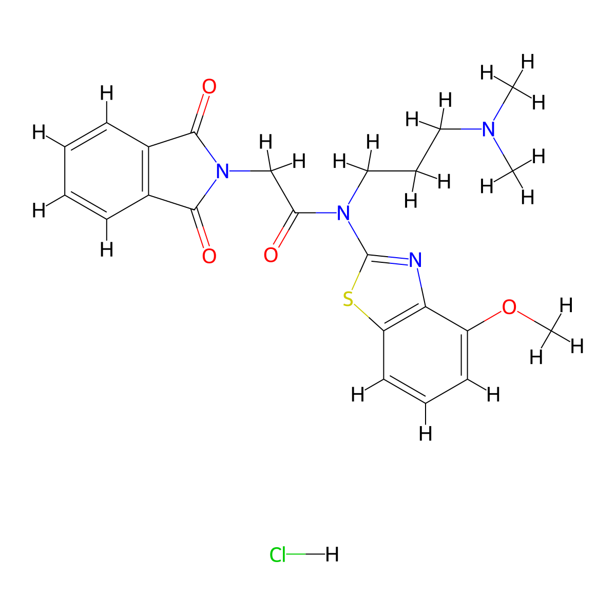 N-[3-(dimethylamino)propyl]-2-(1,3-dioxo-2,3-dihydro-1H-isoindol-2-yl)-N-(4-methoxy-1,3-benzothiazol-2-yl)acetamide hydrochloride molecular structure, CAS 1216692-46-4