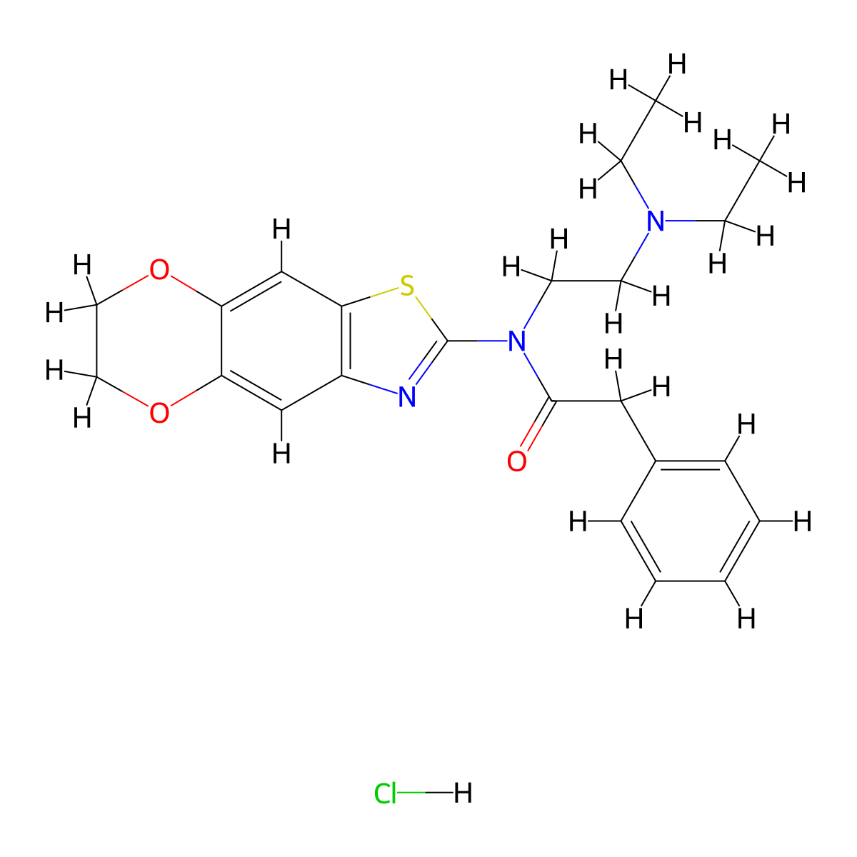 N-[2-(diethylamino)ethyl]-N-{10,13-dioxa-4-thia-6-azatricyclo[7.4.0.0^{3,7}]trideca-1,3(7),5,8-tetraen-5-yl}-2-phenylacetamide hydrochloride molecular structure, CAS 1216692-92-0
