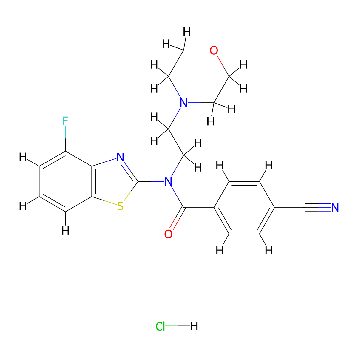 4-cyano-N-(4-fluorobenzo[d]thiazol-2-yl)-N-(2-morpholinoethyl)benzamide hydrochloride molecular structure, CAS 1216694-04-0