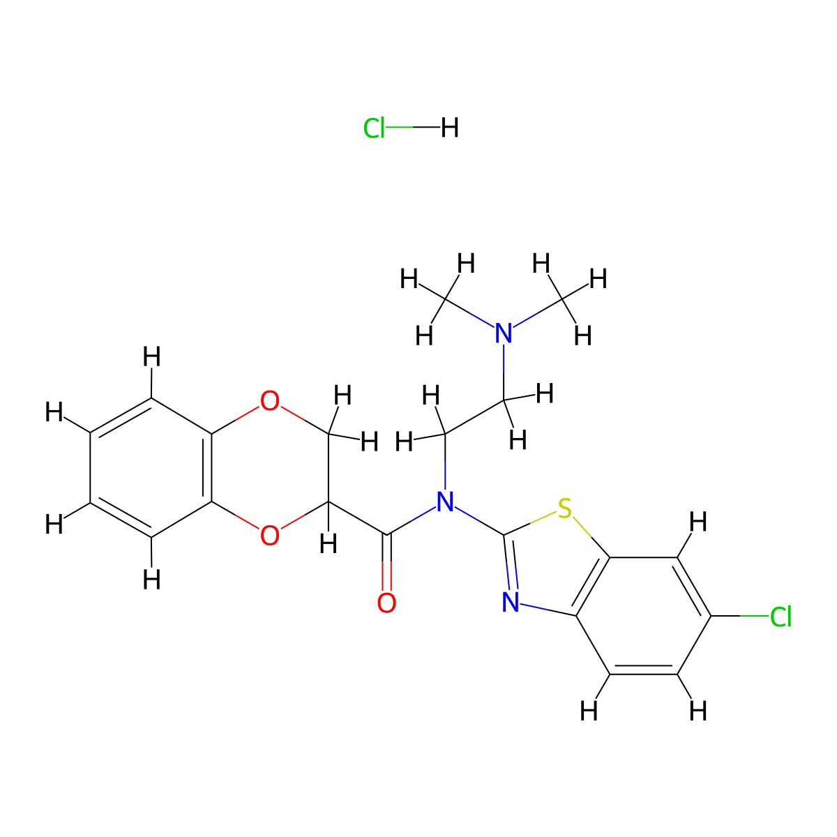 N-(6-chlorobenzo[d]thiazol-2-yl)-N-(2-(dimethylamino)ethyl)-2,3-dihydrobenzo[b][1,4]dioxine-2-carboxamide hydrochloride molecular structure, CAS 1216694-75-5