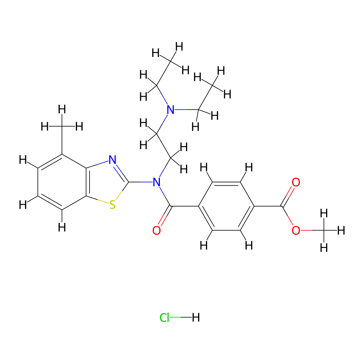 Methyl 4-((2-(diethylamino)ethyl)(4-methylbenzo[d]thiazol-2-yl)carbamoyl)benzoate hydrochloride molecular structure, CAS 1216694-89-1