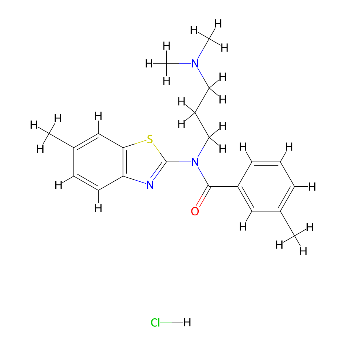 N-(3-(dimethylamino)propyl)-3-methyl-N-(6-methylbenzo[d]thiazol-2-yl)benzamide hydrochloride molecular structure, CAS 1216695-15-6