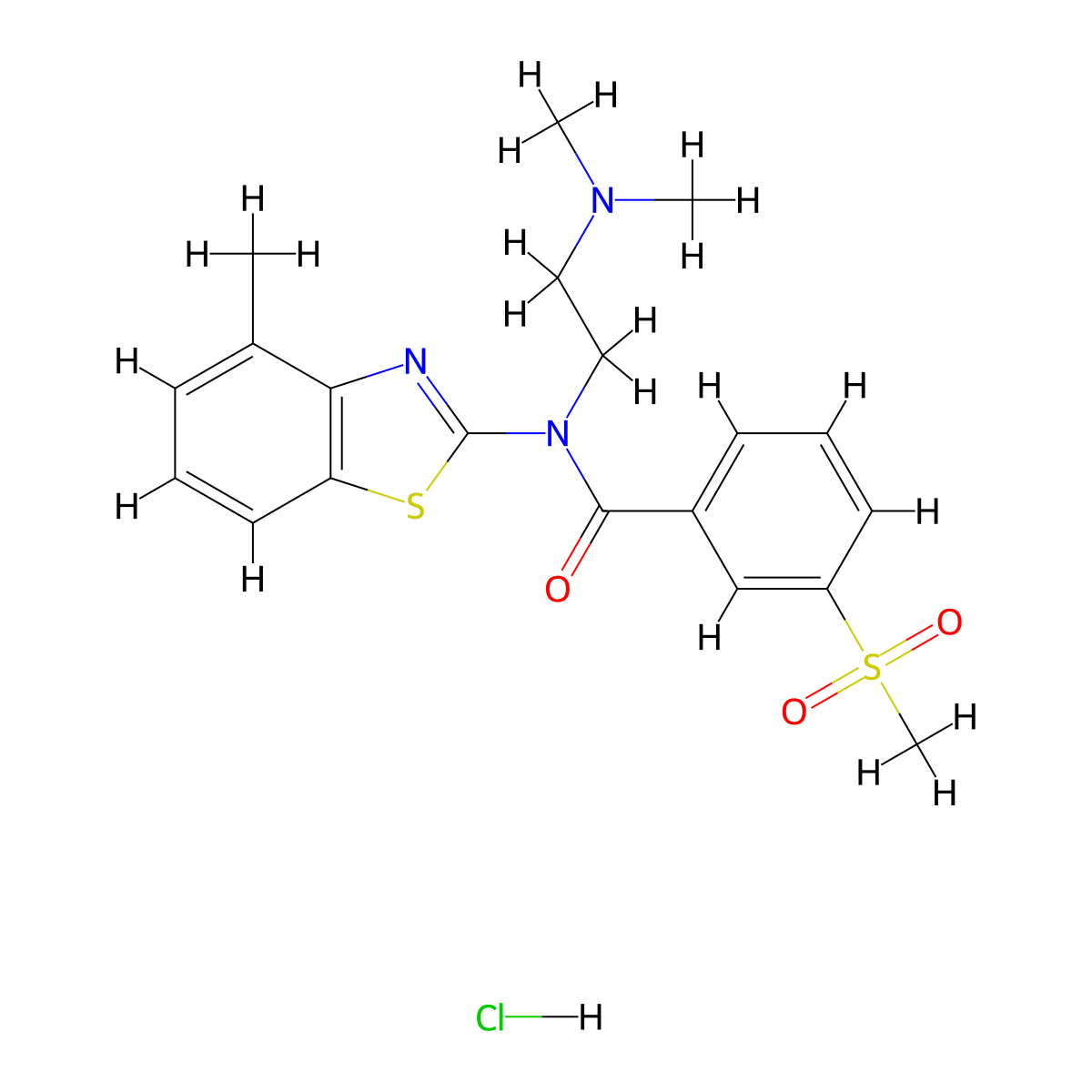 N-(2-(dimethylamino)ethyl)-N-(4-methylbenzo[d]thiazol-2-yl)-3-(methylsulfonyl)benzamide hydrochloride molecular structure, CAS 1216695-55-4