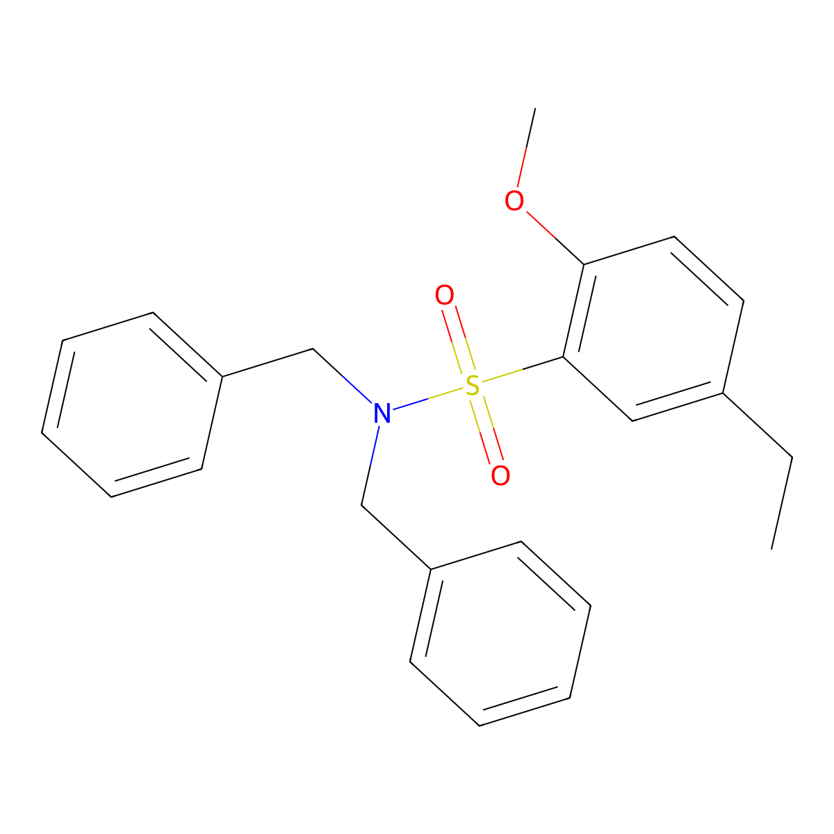 N,N-dibenzyl-5-ethyl-2-methoxybenzene-1-sulfonamide molecular structure, CAS 1216695-68-9