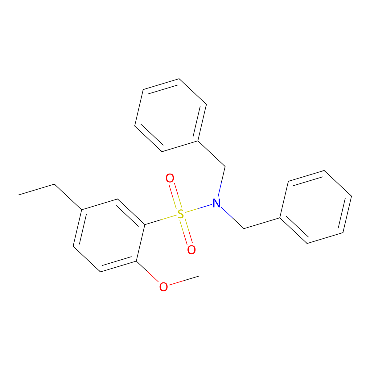 N,N-dibenzyl-5-ethyl-2-methoxybenzene-1-sulfonamide molecular structure, CAS 1216695-68-9
