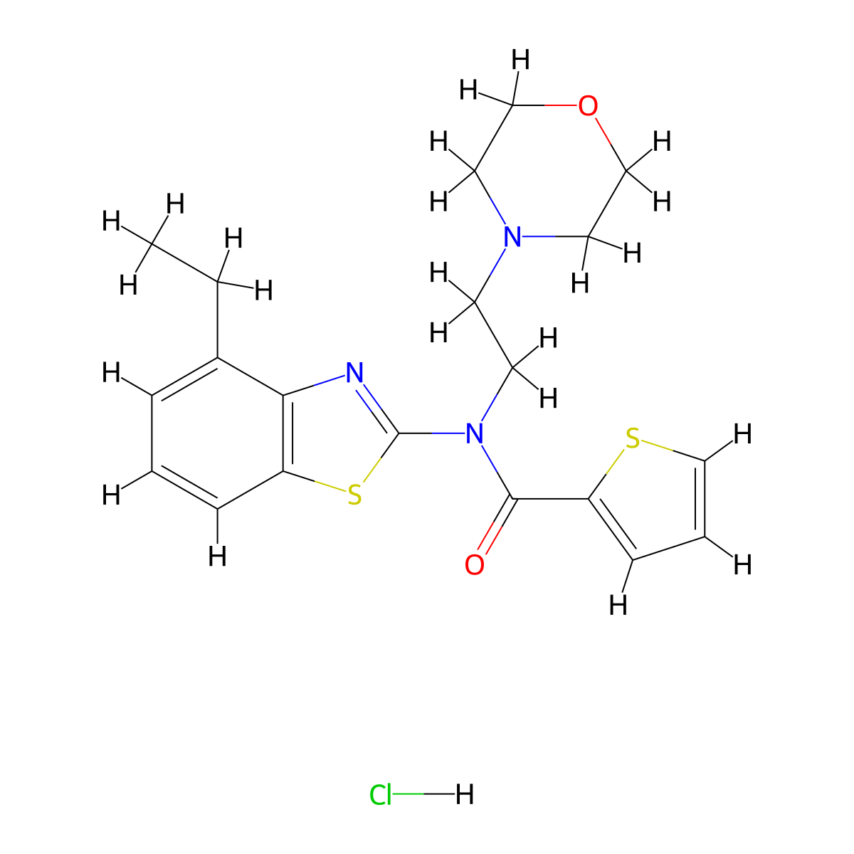 N-(4-ethylbenzo[d]thiazol-2-yl)-N-(2-morpholinoethyl)thiophene-2-carboxamide hydrochloride molecular structure, CAS 1216695-77-0