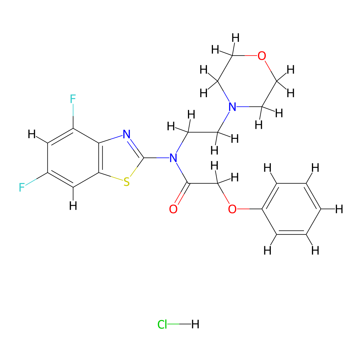 N-(4,6-difluorobenzo[d]thiazol-2-yl)-N-(2-morpholinoethyl)-2-phenoxyacetamide hydrochloride molecular structure, CAS 1216696-62-6