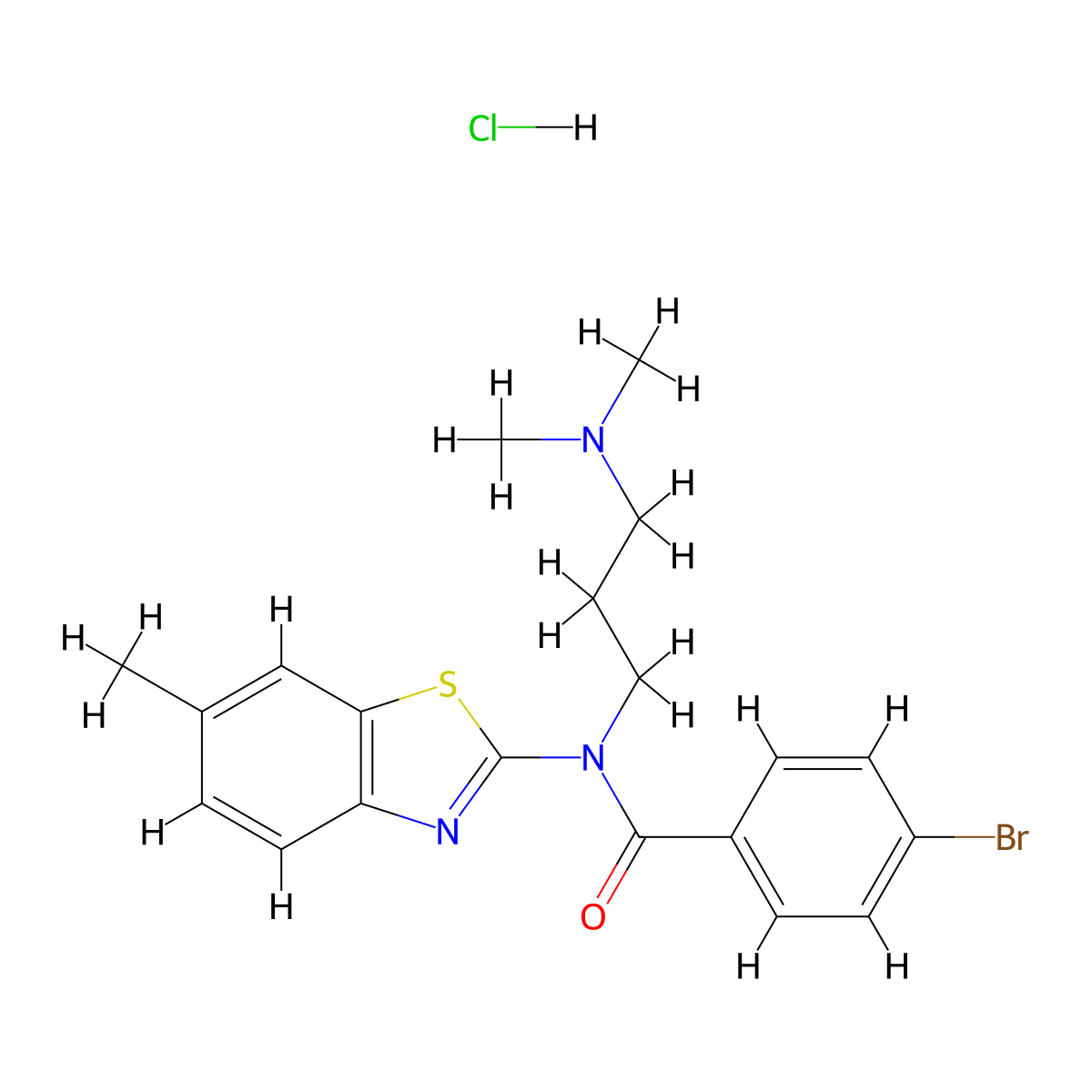 4-bromo-N-(3-(dimethylamino)propyl)-N-(6-methylbenzo[d]thiazol-2-yl)benzamide hydrochloride molecular structure, CAS 1216699-32-9