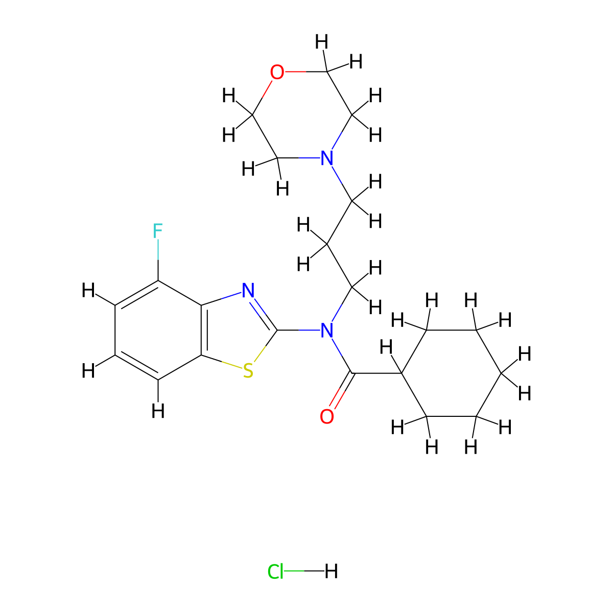 N-(4-fluorobenzo[d]thiazol-2-yl)-N-(3-morpholinopropyl)cyclohexanecarboxamide hydrochloride molecular structure, CAS 1216700-02-5