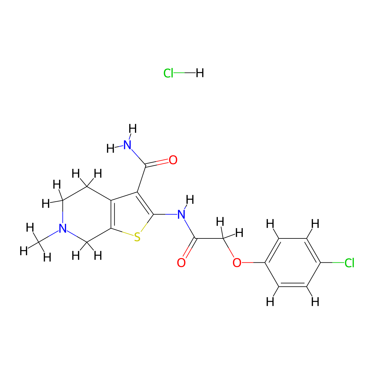 2-(2-(4-Chlorophenoxy)acetamido)-6-methyl-4,5,6,7-tetrahydrothieno[2,3-c]pyridine-3-carboxamide hydrochloride molecular structure, CAS 1216700-74-1