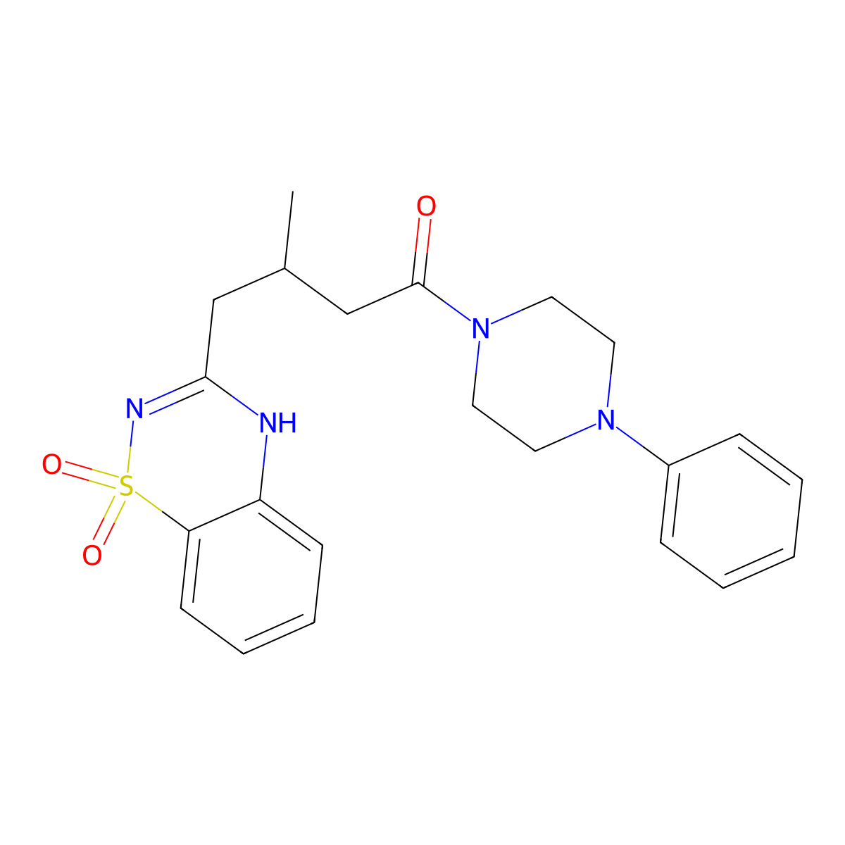 3-[2-methyl-4-oxo-4-(4-phenylpiperazin-1-yl)butyl]-2H-1lambda6,2,4-benzothiadiazine-1,1-dione molecular structure, CAS 1216701-03-9