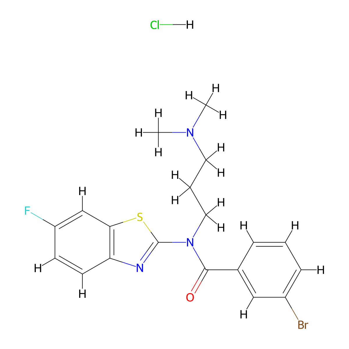 3-bromo-N-(3-(dimethylamino)propyl)-N-(6-fluorobenzo[d]thiazol-2-yl)benzamide hydrochloride molecular structure, CAS 1216701-56-2
