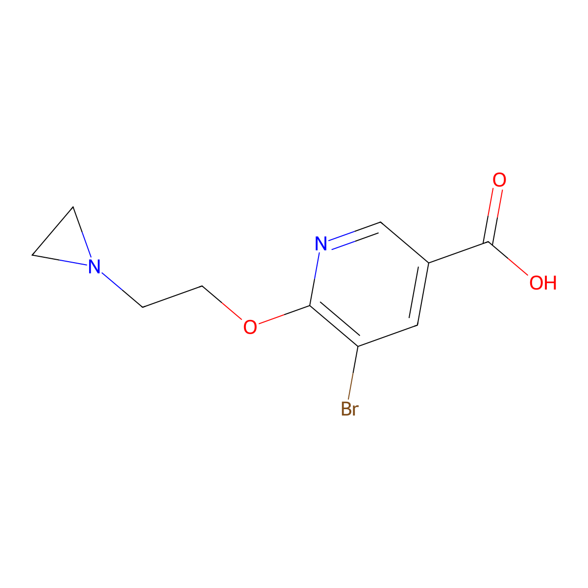 6-(2-Aziridin-1-ylethoxy)-5-bromonicotinic acid molecular structure, CAS 1216703-32-0