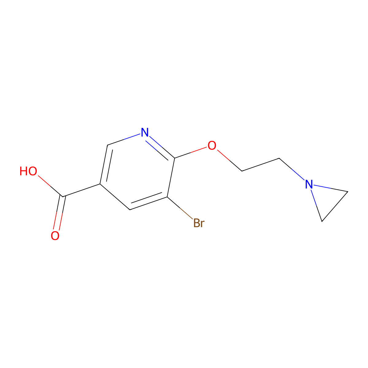 6-(2-Aziridin-1-ylethoxy)-5-bromonicotinic acid molecular structure, CAS 1216703-32-0
