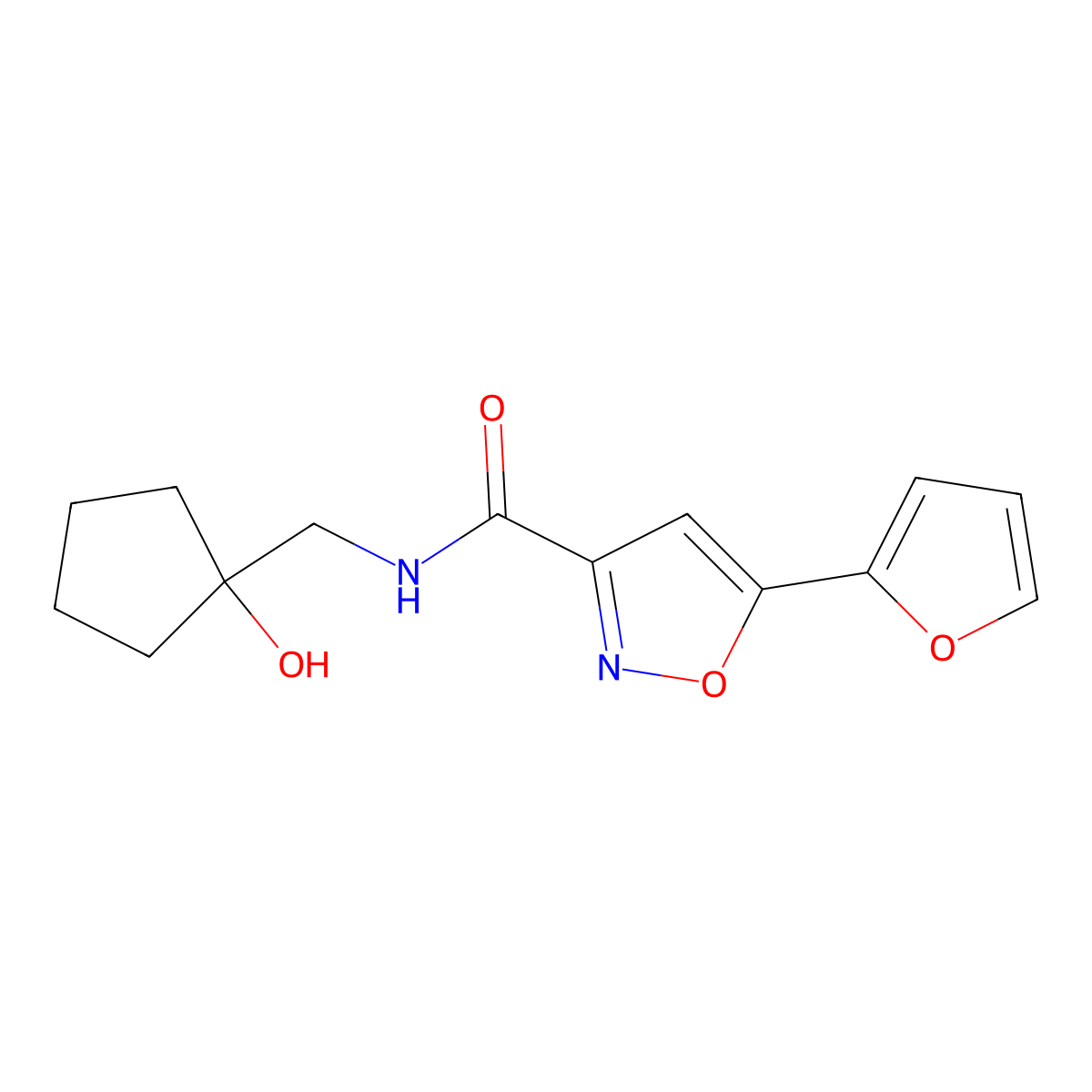 5-(furan-2-yl)-N-((1-hydroxycyclopentyl)methyl)isoxazole-3-carboxamide molecular structure, CAS 1216704-48-1