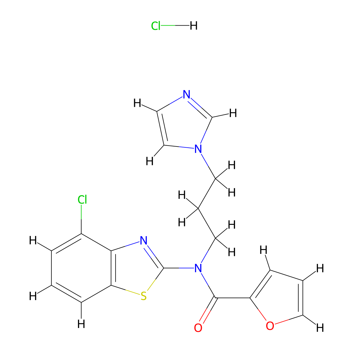 N-(3-(1H-imidazol-1-yl)propyl)-N-(4-chlorobenzo[d]thiazol-2-yl)furan-2-carboxamide hydrochloride molecular structure, CAS 1216706-11-4