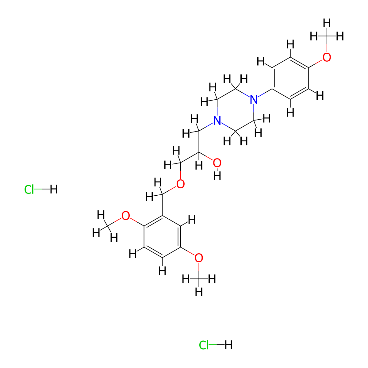 1-((2,5-Dimethoxybenzyl)oxy)-3-(4-(4-methoxyphenyl)piperazin-1-yl)propan-2-ol dihydrochloride molecular structure, CAS 1216706-50-1
