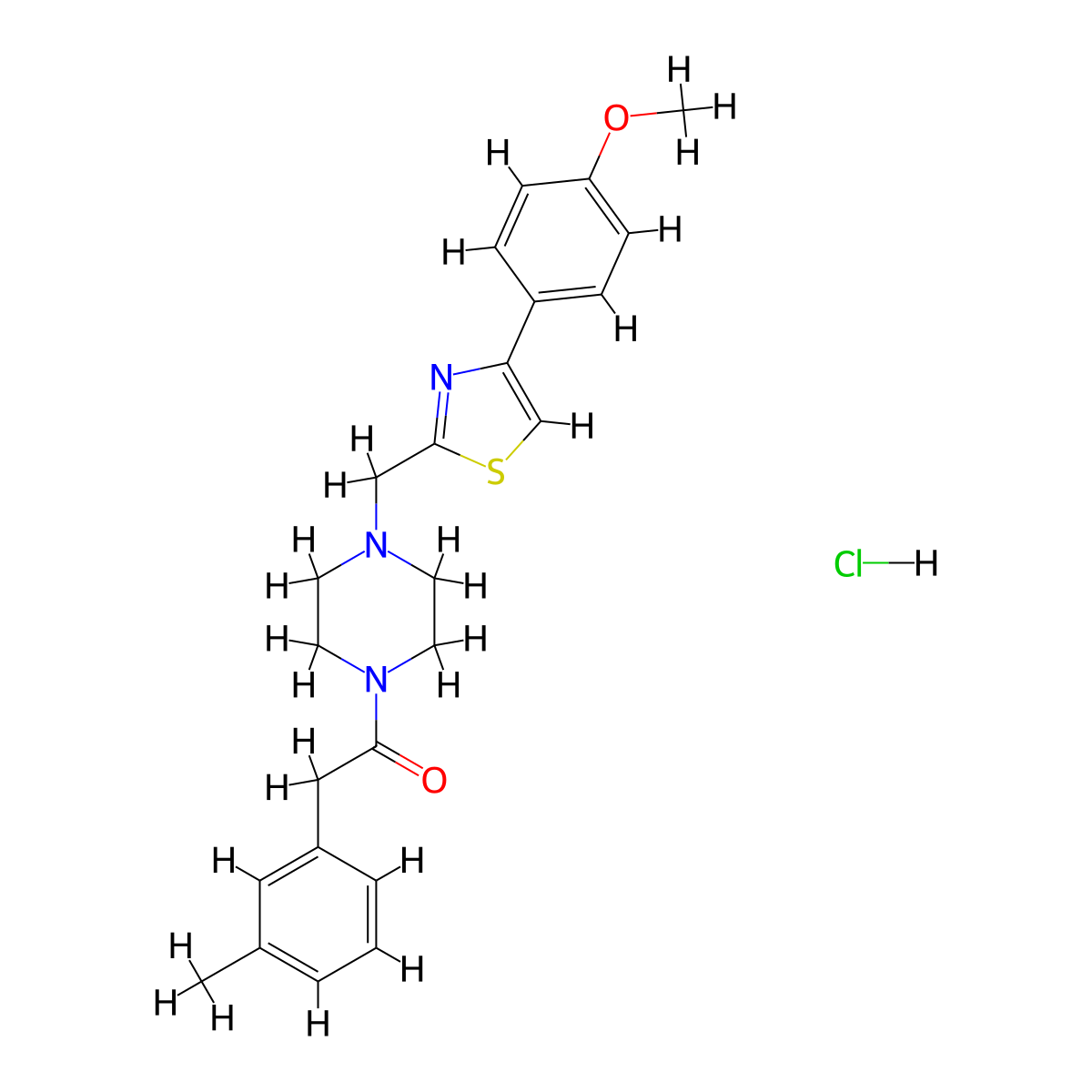 1-(4-((4-(4-Methoxyphenyl)thiazol-2-yl)methyl)piperazin-1-yl)-2-(m-tolyl)ethanone hydrochloride molecular structure, CAS 1216707-40-2