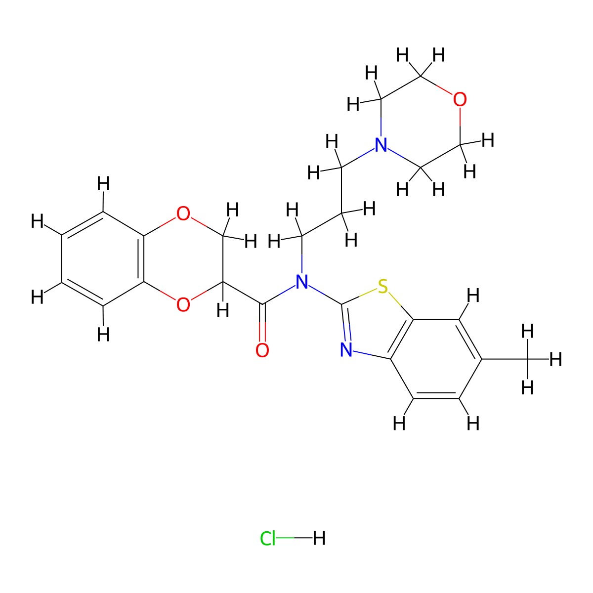 N-(6-methylbenzo[d]thiazol-2-yl)-N-(3-morpholinopropyl)-2,3-dihydrobenzo[b][1,4]dioxine-2-carboxamide hydrochloride molecular structure, CAS 1216707-70-8