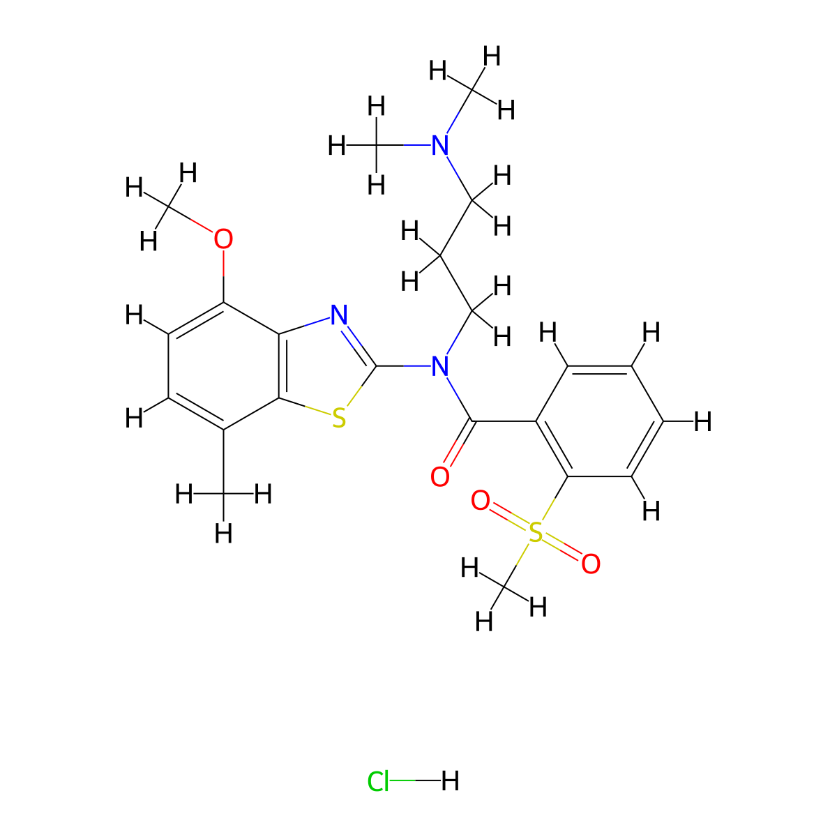 N-(3-(dimethylamino)propyl)-N-(4-methoxy-7-methylbenzo[d]thiazol-2-yl)-2-(methylsulfonyl)benzamide hydrochloride molecular structure, CAS 1216707-89-9
