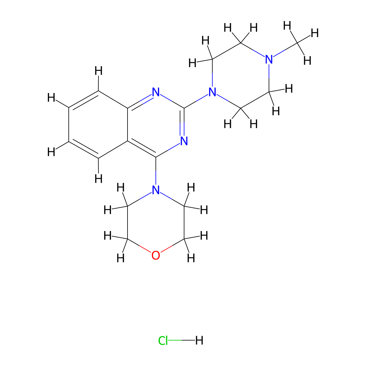 4-(2-(4-Methylpiperazin-1-yl)quinazolin-4-yl)morpholine hydrochloride molecular structure, CAS 1216708-01-8