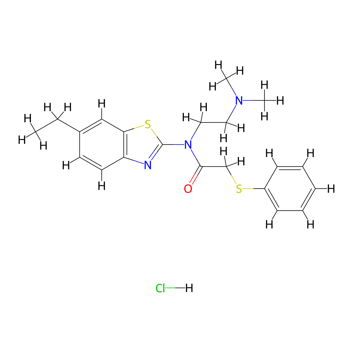 N-(2-(dimethylamino)ethyl)-N-(6-ethylbenzo[d]thiazol-2-yl)-2-(phenylthio)acetamide hydrochloride molecular structure, CAS 1216710-64-3