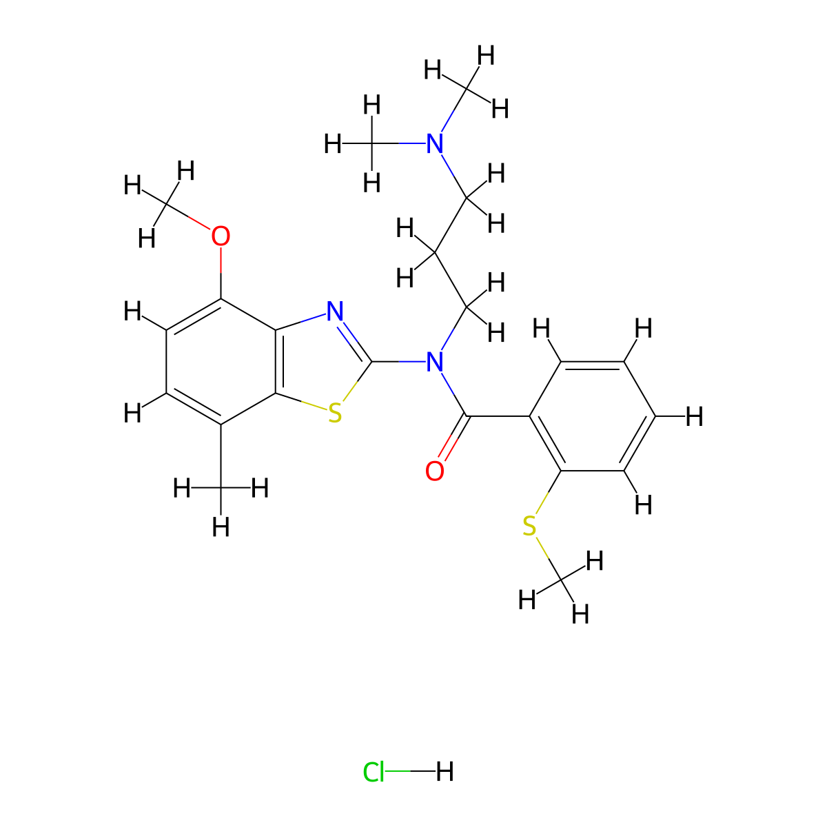 N-(3-(dimethylamino)propyl)-N-(4-methoxy-7-methylbenzo[d]thiazol-2-yl)-2-(methylthio)benzamide hydrochloride molecular structure, CAS 1216711-03-3