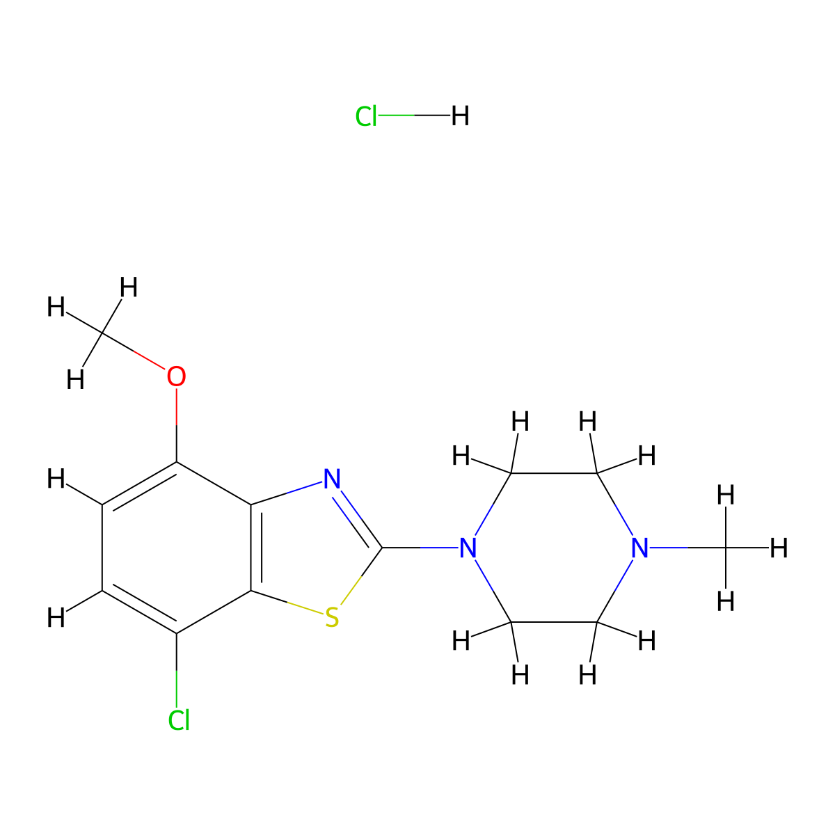 7-Chloro-4-methoxy-2-(4-methylpiperazin-1-yl)benzo[d]thiazole hydrochloride molecular structure, CAS 1216711-88-4