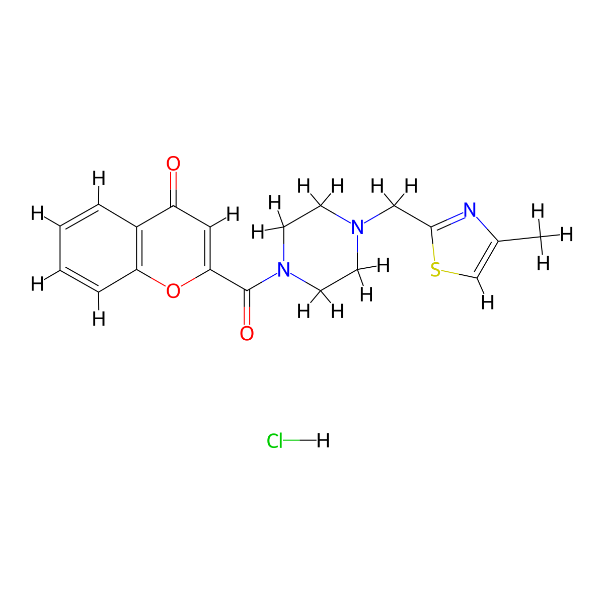 2-(4-((4-methylthiazol-2-yl)methyl)piperazine-1-carbonyl)-4H-chromen-4-one hydrochloride molecular structure, CAS 1216713-11-9