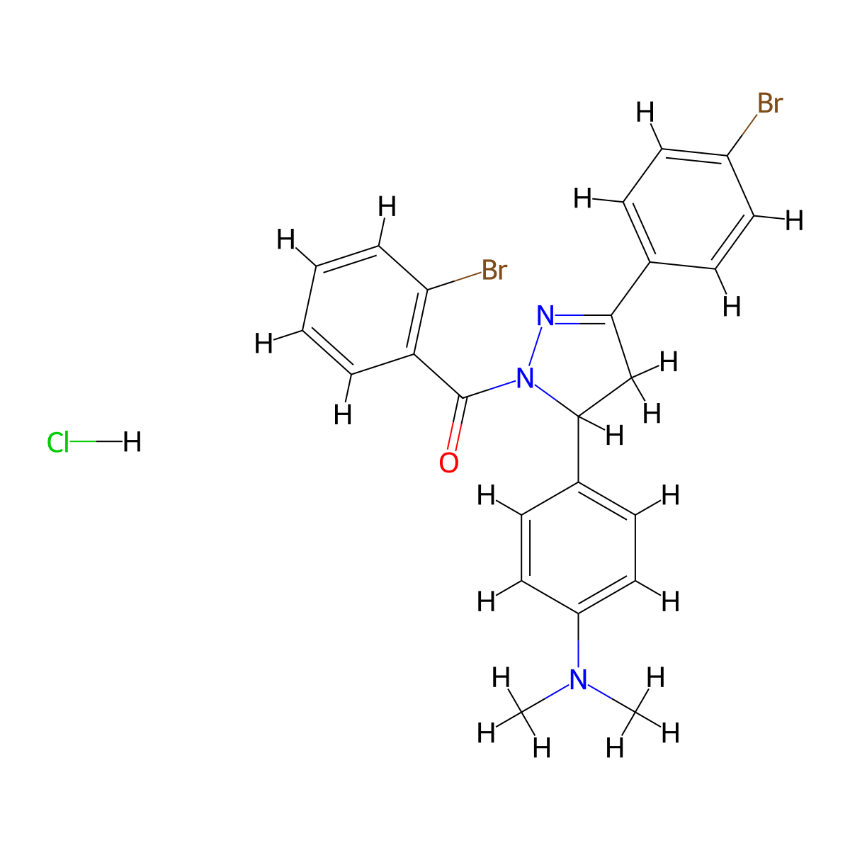 (2-bromophenyl)(3-(4-bromophenyl)-5-(4-(dimethylamino)phenyl)-4,5-dihydro-1H-pyrazol-1-yl)methanone hydrochloride molecular structure, CAS 1216713-95-9