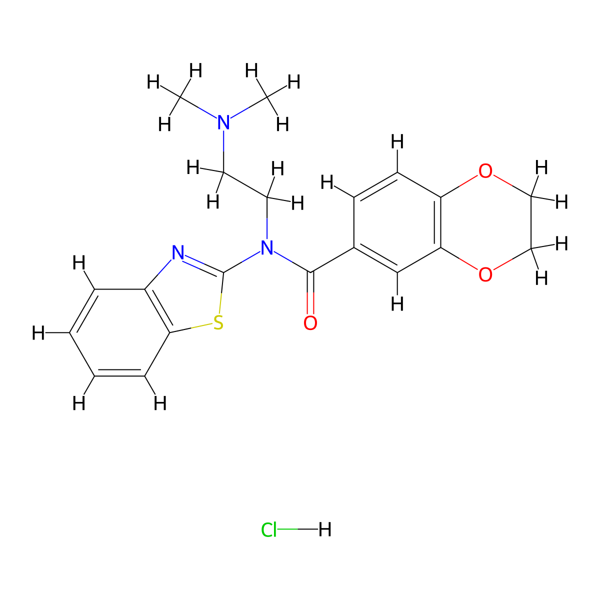 N-(benzo[d]thiazol-2-yl)-N-(2-(dimethylamino)ethyl)-2,3-dihydrobenzo[b][1,4]dioxine-6-carboxamide hydrochloride molecular structure, CAS 1216714-09-8
