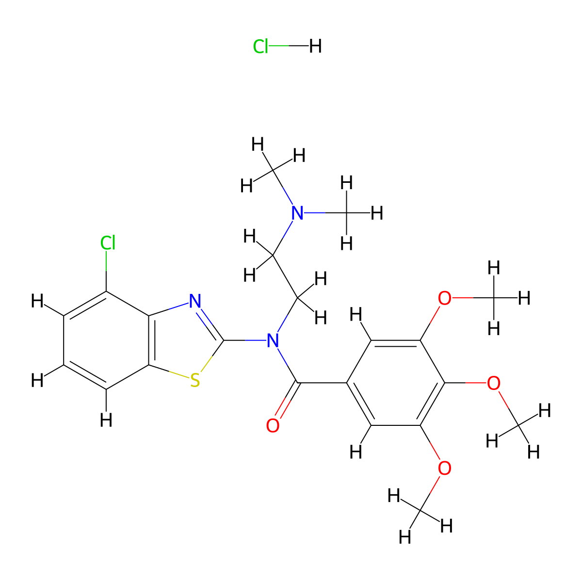 N-(4-chlorobenzo[d]thiazol-2-yl)-N-(2-(dimethylamino)ethyl)-3,4,5-trimethoxybenzamide hydrochloride molecular structure, CAS 1216717-10-0