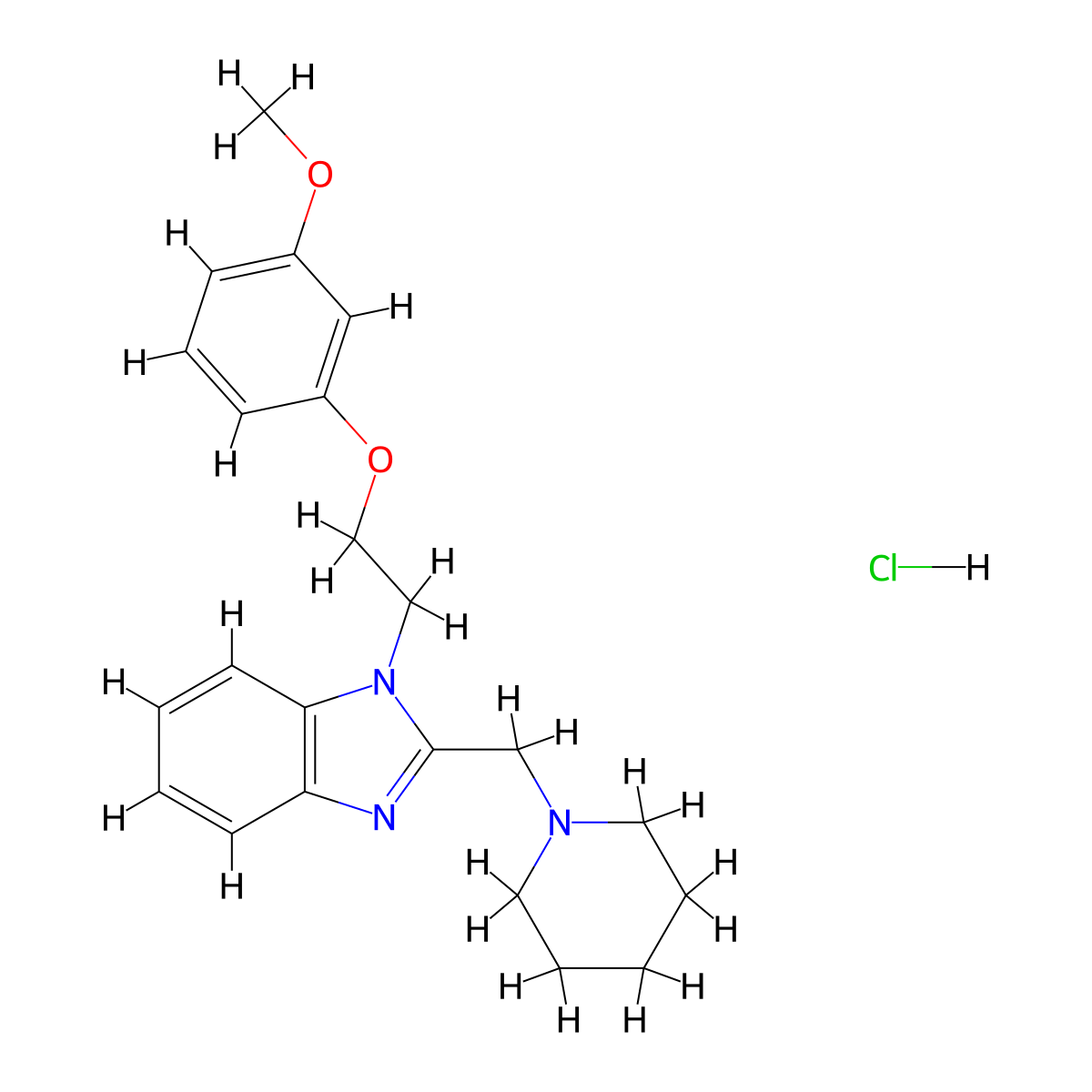 1-(2-(3-methoxyphenoxy)ethyl)-2-(piperidin-1-ylmethyl)-1H-benzo[d]imidazole hydrochloride molecular structure, CAS 1216717-78-0