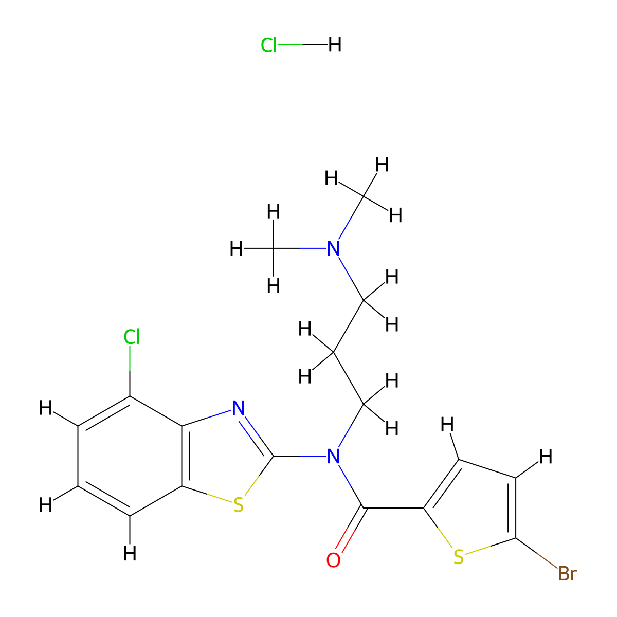 5-bromo-N-(4-chlorobenzo[d]thiazol-2-yl)-N-(3-(dimethylamino)propyl)thiophene-2-carboxamide hydrochloride molecular structure, CAS 1216717-80-4