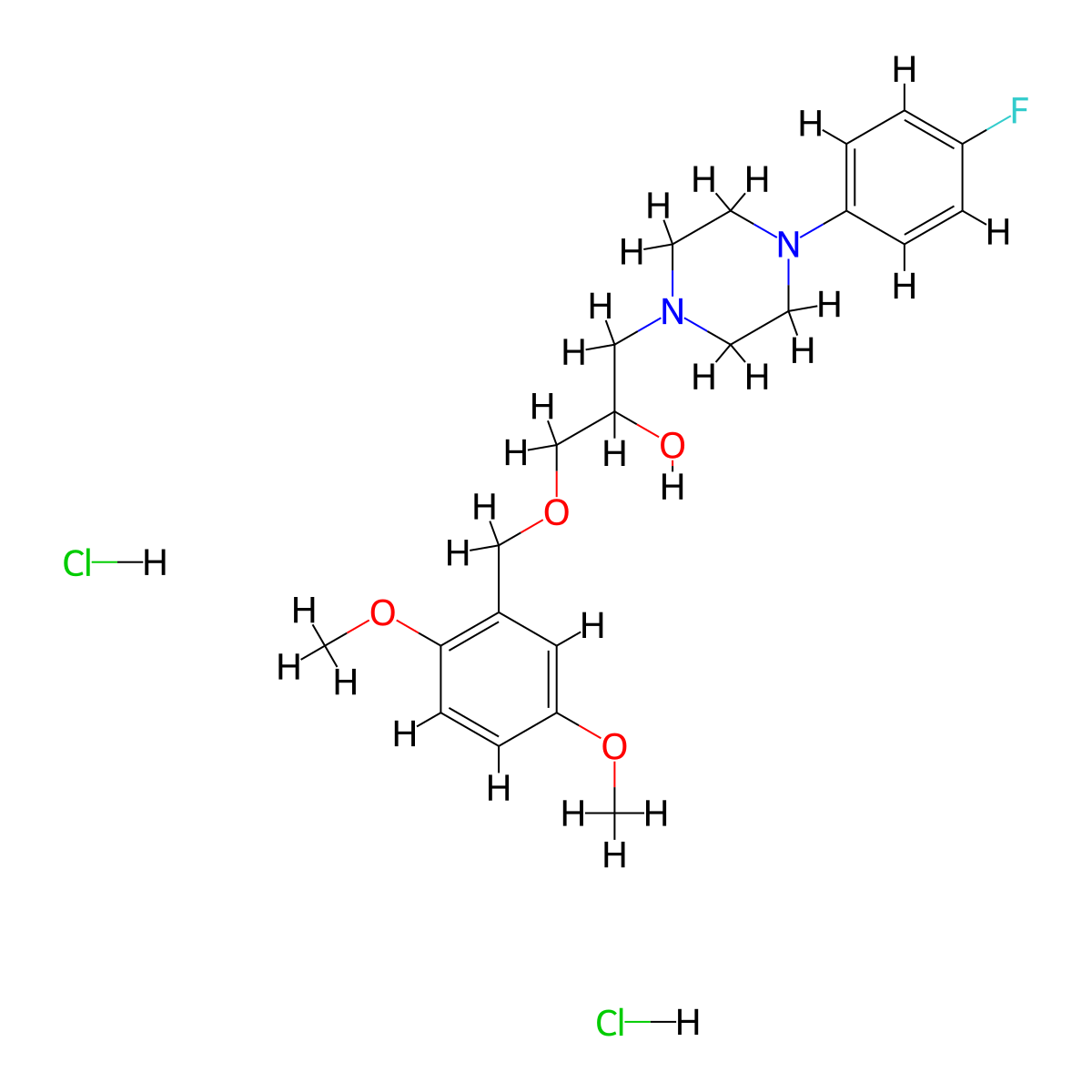 1-[(2,5-Dimethoxyphenyl)methoxy]-3-[4-(4-fluorophenyl)piperazin-1-YL]propan-2-OL dihydrochloride molecular structure, CAS 1216718-19-2