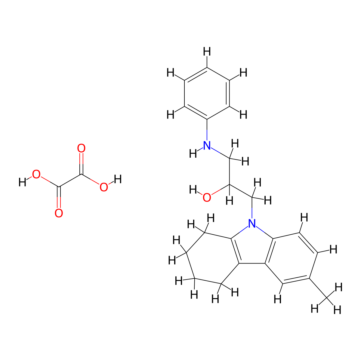 1-(6-methyl-3,4-dihydro-1H-carbazol-9(2H)-yl)-3-(phenylamino)propan-2-ol oxalate molecular structure, CAS 1216719-21-9