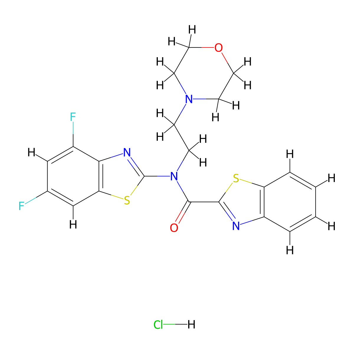 N-(4,6-difluorobenzo[d]thiazol-2-yl)-N-(2-morpholinoethyl)benzo[d]thiazole-2-carboxamide hydrochloride molecular structure, CAS 1216719-53-7
