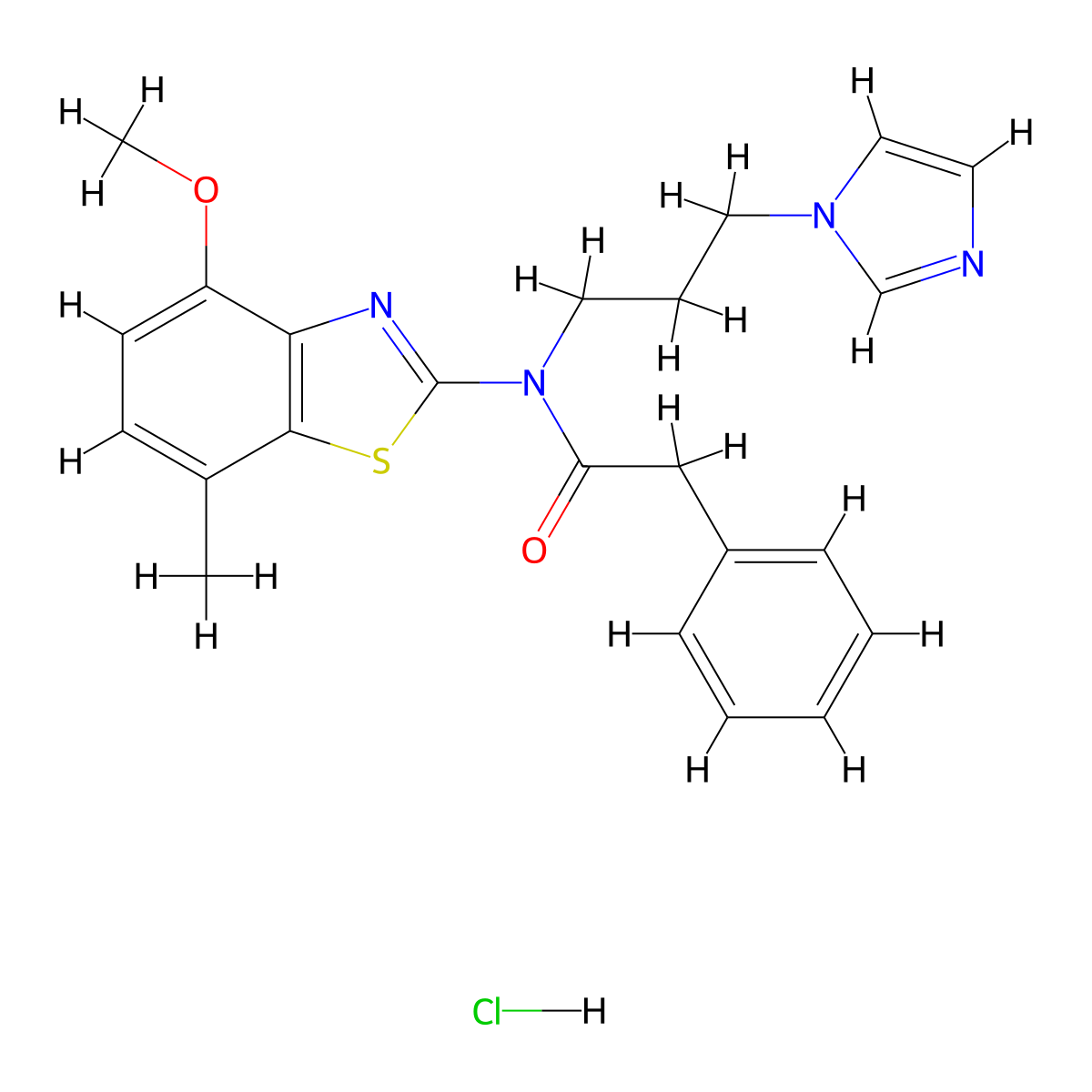 N-(3-(1H-imidazol-1-yl)propyl)-N-(4-methoxy-7-methylbenzo[d]thiazol-2-yl)-2-phenylacetamide hydrochloride molecular structure, CAS 1216720-37-4