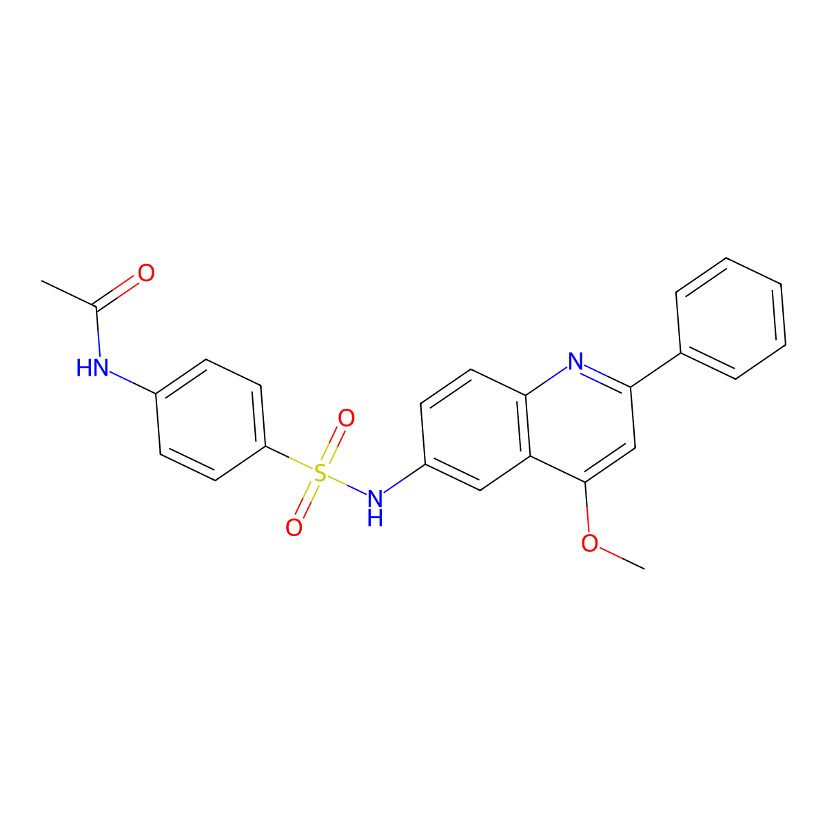 N-(4-(N-(4-methoxy-2-phenylquinolin-6-yl)sulfamoyl)phenyl)acetamide molecular structure, CAS 1216720-84-1