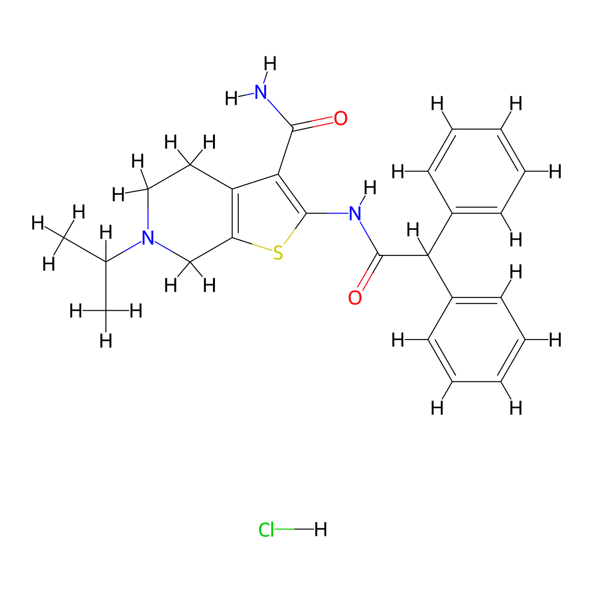 2-(2,2-Diphenylacetamido)-6-isopropyl-4,5,6,7-tetrahydrothieno[2,3-c]pyridine-3-carboxamide hydrochloride molecular structure, CAS 1216721-16-2